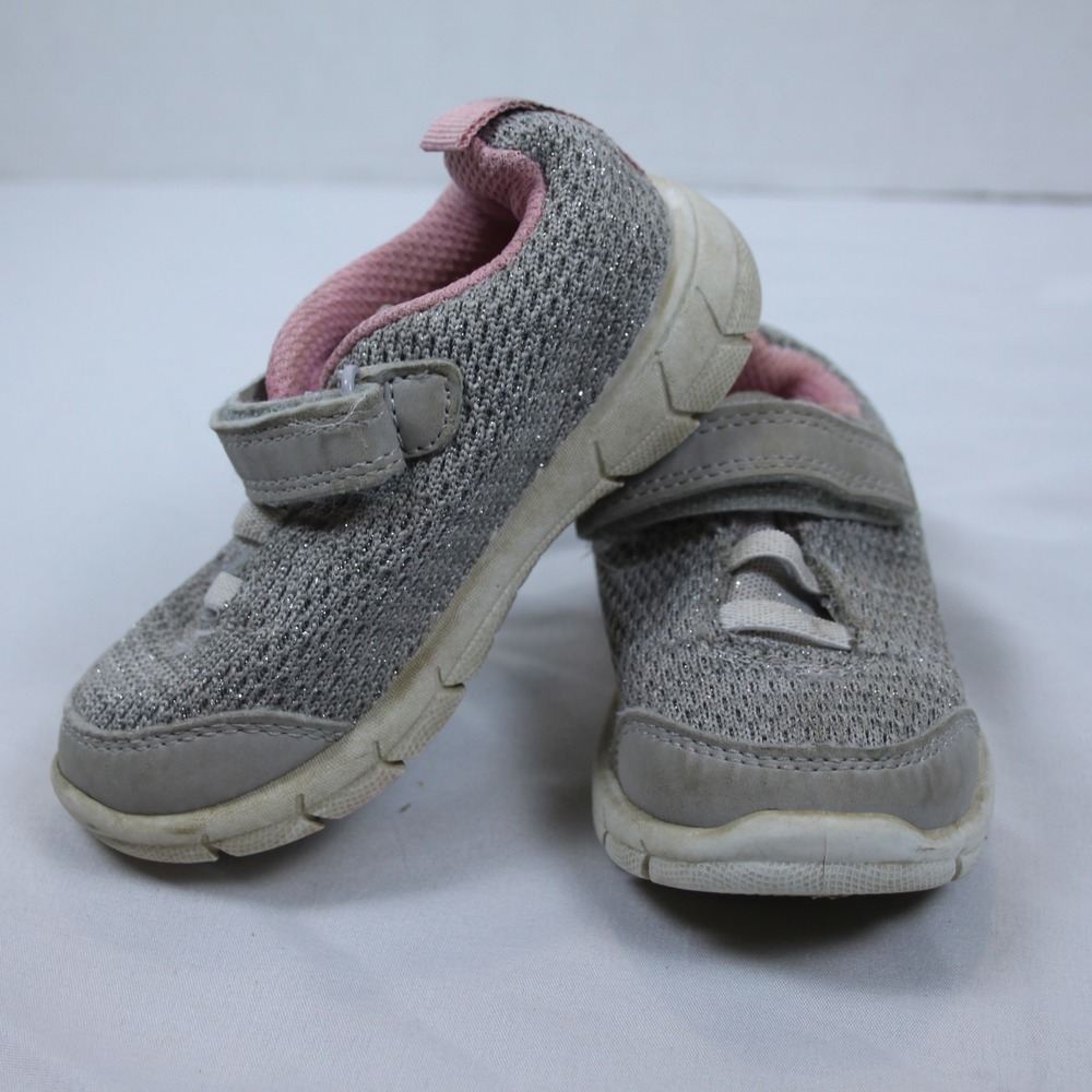 Carters Kids Jody-N Gray Pink Glitter Mesh Sneakers Toddler Girls Size‎ 6M